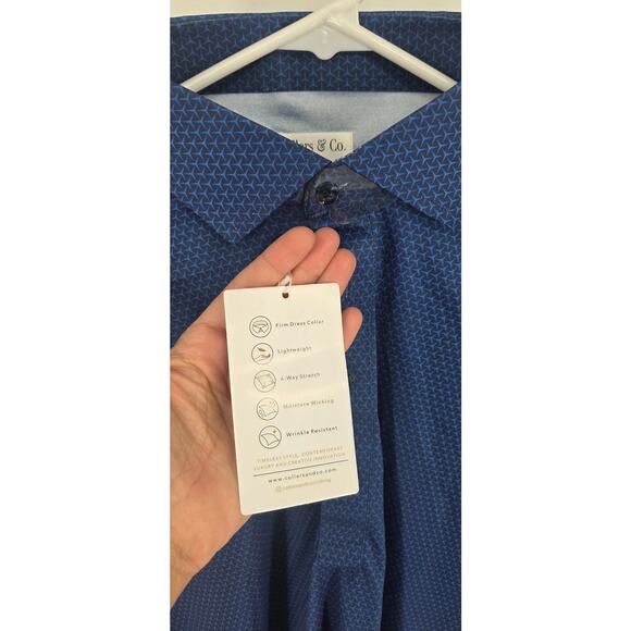 Collars and Co Dress Collar Polo Size Large Blue Retail $82 - Picture 4 of 8